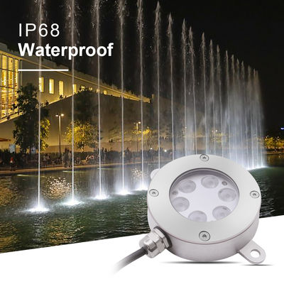 DMX512 Luz de fuente LED controlada DC24V 12W 3000K de acero inoxidable IP68 para paisajes submarinos