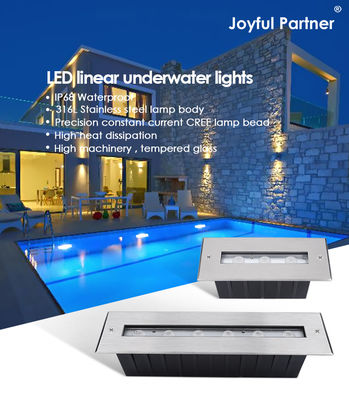 Iluminación subacuática IP68 RGB a color Acero inoxidable 316L 6*2W DC24V DMX 512 Controlable para cortinas de agua