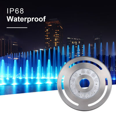 Luz de fuente LED 316L de acero inoxidable de vidrio templado DC12V24V 12x3W RGB3in1 LED CRI85