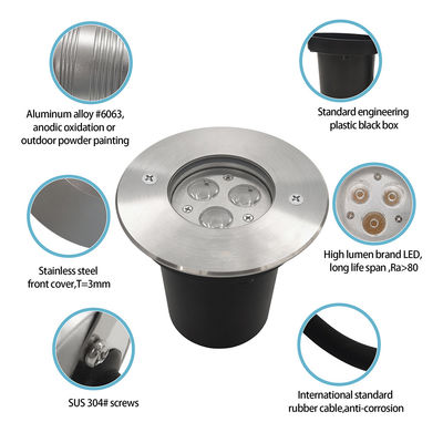 3W LED exterior luz subterránea 3000k Blanco cálido en receso en la iluminación del suelo