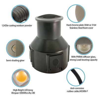Mini luz enterrada LED de vista lateral DC 24V Acero inoxidable 316 Vidrio esmerilado Cubierta de semi-sombreado