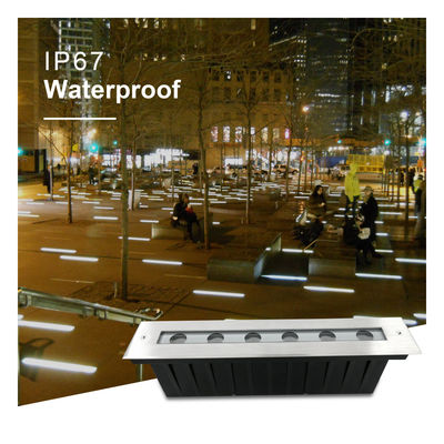 IP67 impermeable Luminosa lineal en tierra cubierta SS Blanco cálido 12W DMX512 cubierta frontal de acero inoxidable