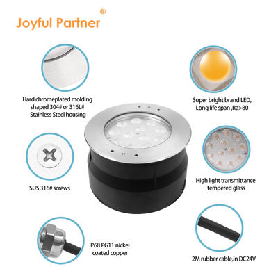 Luz de piscina LED RGB a prueba de agua DMX512 Control 24V Blanco12W 24W RGB IP68