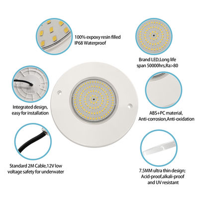 Luz de piscina LED submarina PAR56 AC12V Ultra delgado H=7.5mm 10W 18W 25W 35W Control remoto de RF