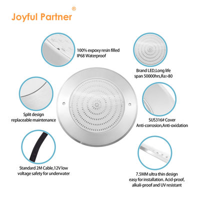 Foco LED PAR56 para piscina, montado en la pared, luces LED subacuáticas para piscina, tipo ultra delgado