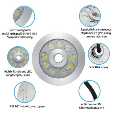 27W 3 en 1 RGB LED fuente de luz de acero inoxidable para la plaza comercial