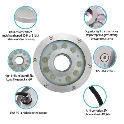 18W RGB LED fuente de luz de la piscina DMX Control impermeable IP68 luz submarina