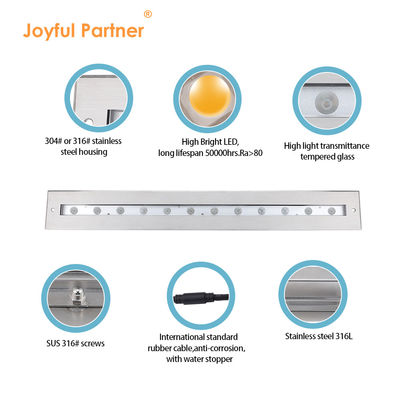 SS316L Luz lineal submarina 3000K 4000K 6000K IP68 lámpara de lavado de pared LED