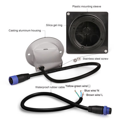 Aluminio exterior luz LED paso IP65 redondo cubierta cuadrada escalera de la pared de manga
