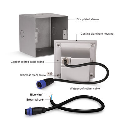 Escalera de aluminio cuadrada de pared incrustada 3w DC 24v Material de aluminio para interiores elegantes