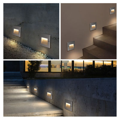 Luces de escaleras LED AC100~240V 6W COB Empotradas IP65 120*120mm Para pasillo Luz de esquina de pared LED