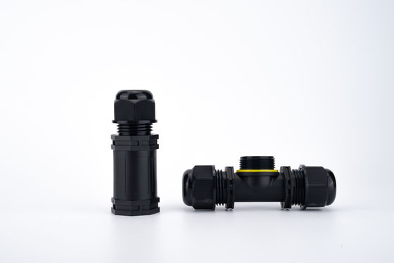 Conector impermeable tipo T IP68 de 3 canales y 3 polos para cable, para exteriores