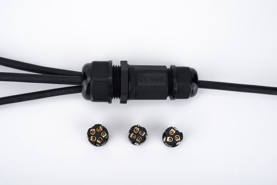 IP68 conector rápido resistente al agua 1 en 2 color negro para la caja de conexión de cable subterráneo
