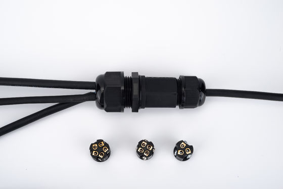 IP68 conector rápido resistente al agua 1 en 2 color negro para la caja de conexión de cable subterráneo