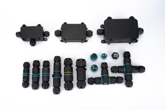 IP68 conector rápido resistente al agua 1 en 2 color negro para la caja de conexión de cable subterráneo