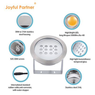 Foco LED Subacuático Montaje en Superficie IP68 Acero Inoxidable 24V 12VDC 3000K RGB