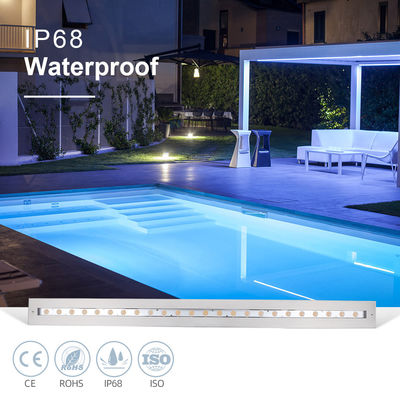 Lámpara de piscina lineal bajo el agua IP68 48W RGB de acero inoxidable 316