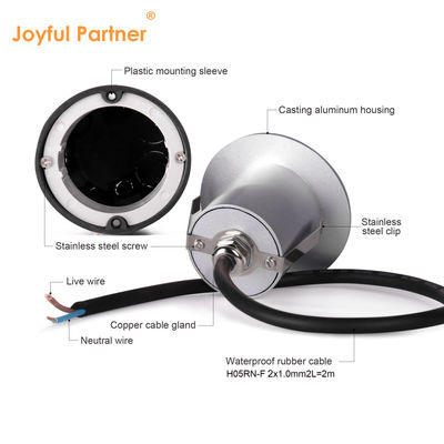 12VDC / 24VDC Casilla de aluminio de fundición moderna de forma redonda IP65 Jardín luz de pared exterior