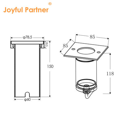 DC AC COB Led Aluminio de forma cuadrada 304ss tapa delantera LED luz de tierra para el jardín