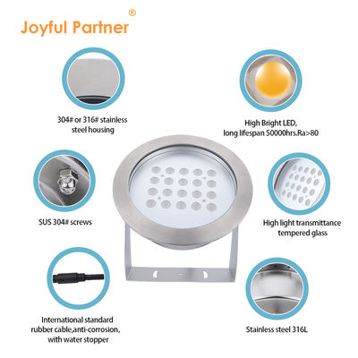 Acero inoxidable IP68 LED luces submarinas 40W Blanco cálido de un solo color luz de estanque para fiesta piscina jardín de casa