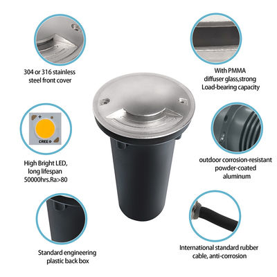 Dos vías LED IP67 resistente al agua y al polvo Ik08 LED luz subterránea de acero inoxidable