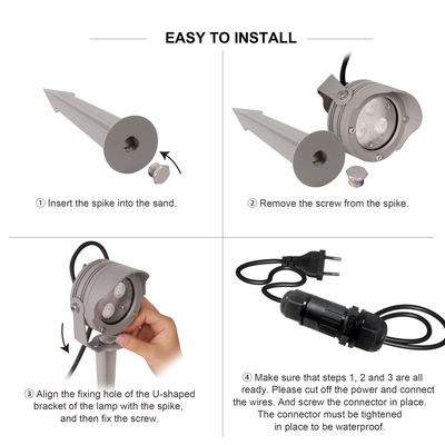 3W 6W RGB IP67 impermeable DC12V 24V reflector óptico LED plástico luz de punto de pico para árboles de jardín