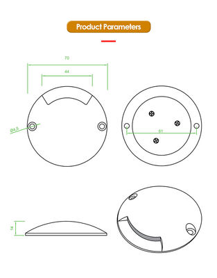 1W de luz de paso en recubrimiento ultra delgado DIA70MM H14MM DC24V 3000k Blanco cálido para iluminación exterior