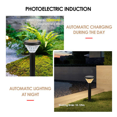 Lámparas de jardín solares al aire libre hasta 12 horas de duración Lentes de plástico Material de aluminio ABS Control de luz con Epistar SMD