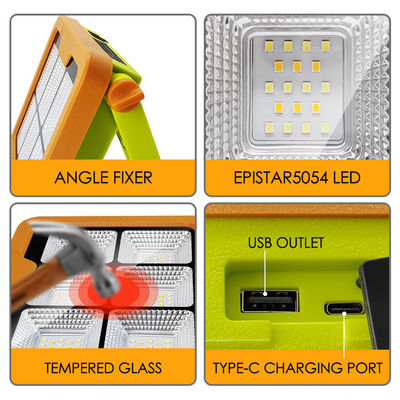 Luz de inundación solar LED portátil SMD LED IP65 a prueba de agua con control remoto Batería recargable blanca cálida 3000K