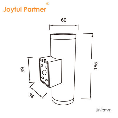 Lámpara de pared de doble cabeza impermeable circular que emite luz hacia arriba y hacia abajo carcasa negra con aleación de aluminio