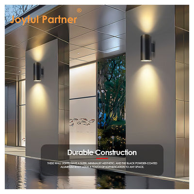 Sconce luz de pared exterior IP65 Matte negro de aluminio moderno cilindro de jardín porche arriba abajo luz