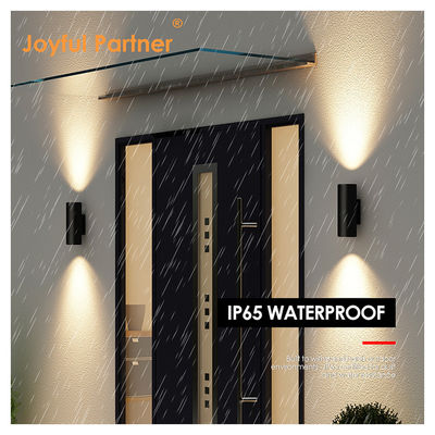 Sconce luz de pared exterior IP65 Matte negro de aluminio moderno cilindro de jardín porche arriba abajo luz