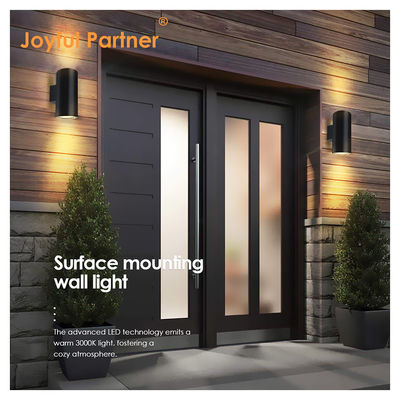 Sconce luz de pared exterior IP65 Matte negro de aluminio moderno cilindro de jardín porche arriba abajo luz