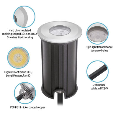 1W 2W Piscina luz submarina IP68 con luz de fondo