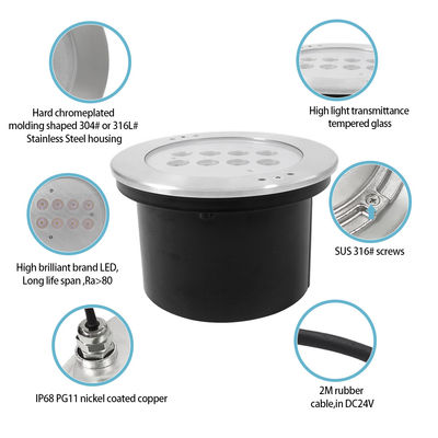 Luzes de piscina bajo el agua LED RGBW IP68 SS316 DIA200mm impermeable CE Rohs IP68 Multi Color DC24V
