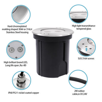 Luz LED subacuática impermeable de acero inoxidable 316 DC24V IP68 RGBW 4 en 1 con lente asimétrica