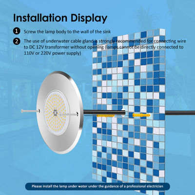 316L de acero inoxidable de fondo de la piscina de luz DIA 160mm * 32mm AC12v con mando a distancia