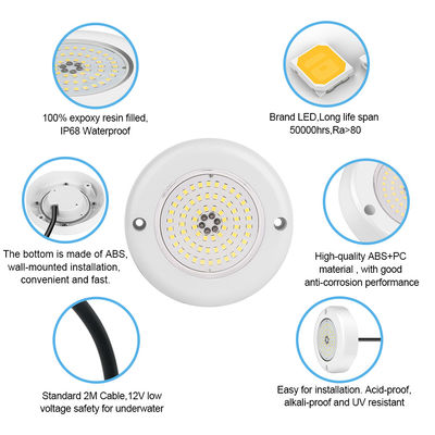 AC 12V sumergible bajo el agua IP68 RGB Switch Control PC 15W Resina llena de superficie montada LED luz de piscina