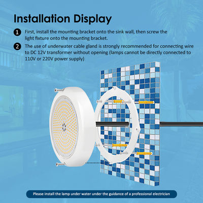Luz de piscina IP68 Epoxy Resin Luminarias de acuario RGB AC12V ABS Superficie montada
