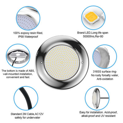 Luzes de piscina de alegría 12v AC actualizar chip SMD RGB color IP68 todo un conjunto de diseño para piscina de concreto