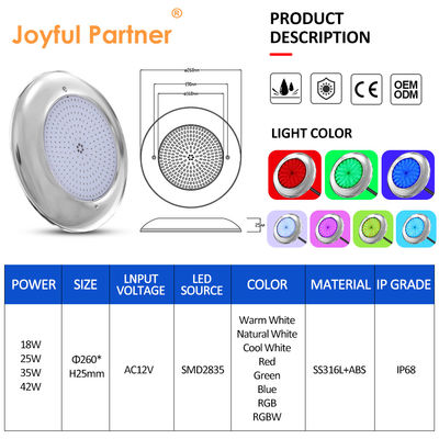 Luzes de piscina de alegría 12v AC actualizar chip SMD RGB color IP68 todo un conjunto de diseño para piscina de concreto