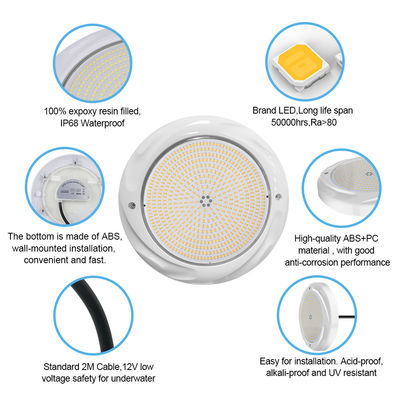 Iluminación de piscina LED de 35W para piscina de hormigón SPA 230*35mm Material ABS AC12V RGB RGBW