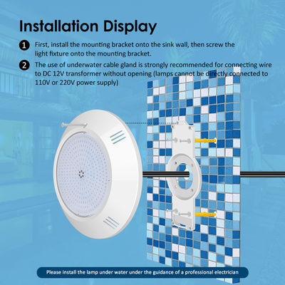 Resina epoxi Relleno de piscina subacuática luz de pared ABS instalado en la carcasa IP68 AC12V 18W Dia 260mm