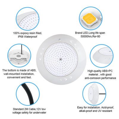 18W Par56 LED Piscinas de baño Superficie montada LED Iluminación de piscinas submarinas AC 12V RGB para jardines de paisaje acuático