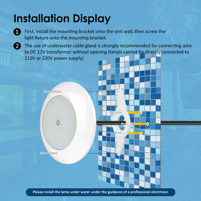 CE/RoHS/FCC/IP68 Resina llena de luz LED de la fuente de natación SMD 2835 AC 12V 25W Blanco cálido