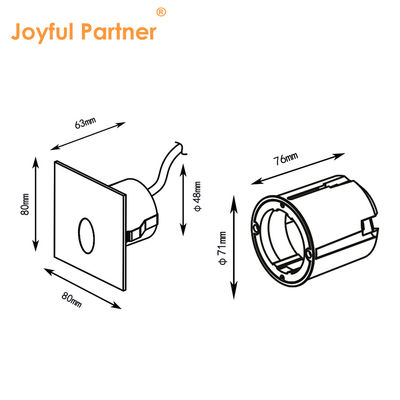 Lámpara de pared LED inteligente IP65 Aluminio Cuerpo cuadrado Forma DC 24v 1w 2w 3w Luz de escalera LED para pasillo