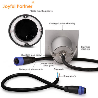 Lámpara de pared LED inteligente IP65 Aluminio Cuerpo cuadrado Forma DC 24v 1w 2w 3w Luz de escalera LED para pasillo