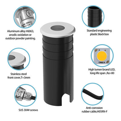 IP67 Inoxidable exterior de acero inoxidable 316 Mini 1W LED de hormigón de luz subterránea