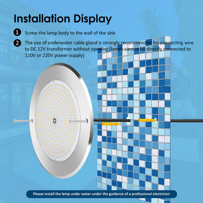 Control remoto Luces de piscina de agua Acero inoxidable 316 Superficie montada 42W Luz de piscina AC12/24V RGB