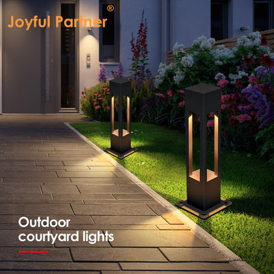 Luz de jardín con bolardo de paisaje impermeable IP65 moderna de aluminio cuadrado LED de 10W con base engrosada